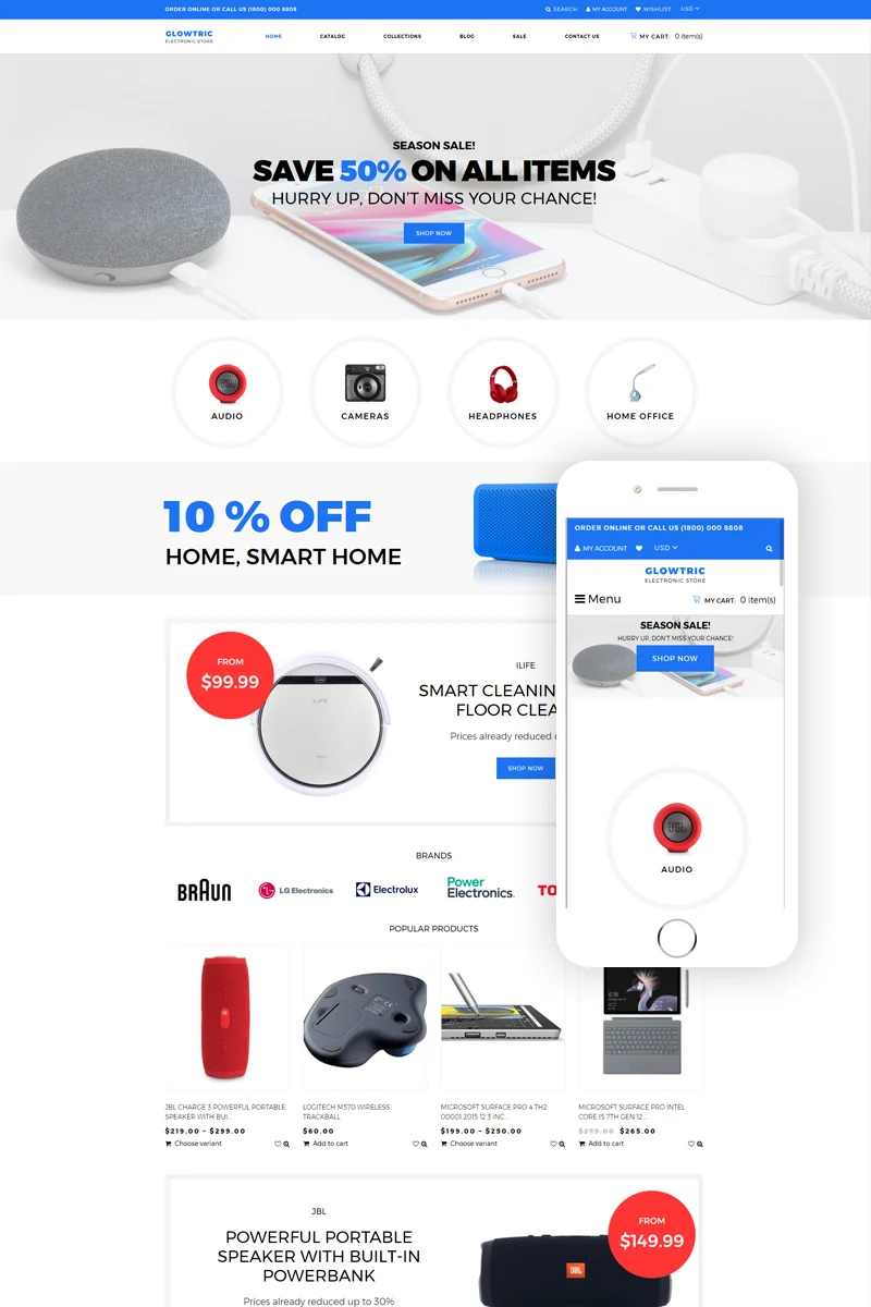 Clowtric-电子产品和小工具多页Shopify主题 - LuLunet-LuLunet