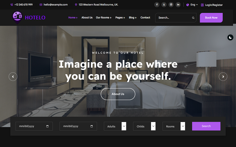 Hotelo-酒店，度假村，汽车旅馆预订响应式Elementor WordPress主题 - LuLunet-LuLunet