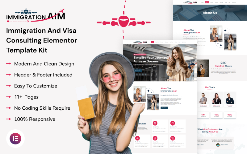 immigration aim-移民和签证咨询Elementor模板套件Elementor Kit wordpress - LuLunet-LuLunet