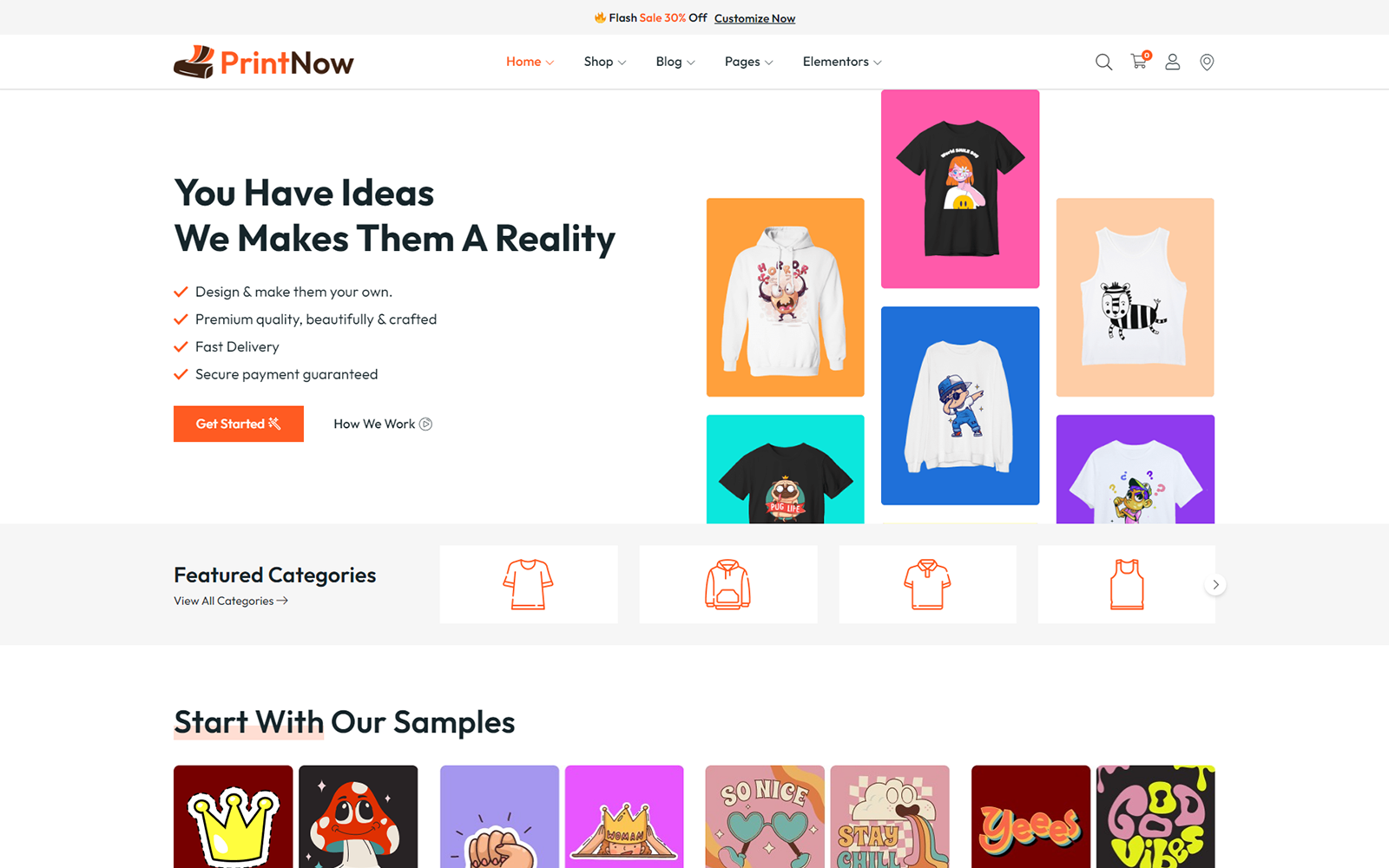 PrintNow-打印商店和定制T恤设计师WordPress主题WooCommerce主题 - LuLunet-LuLunet