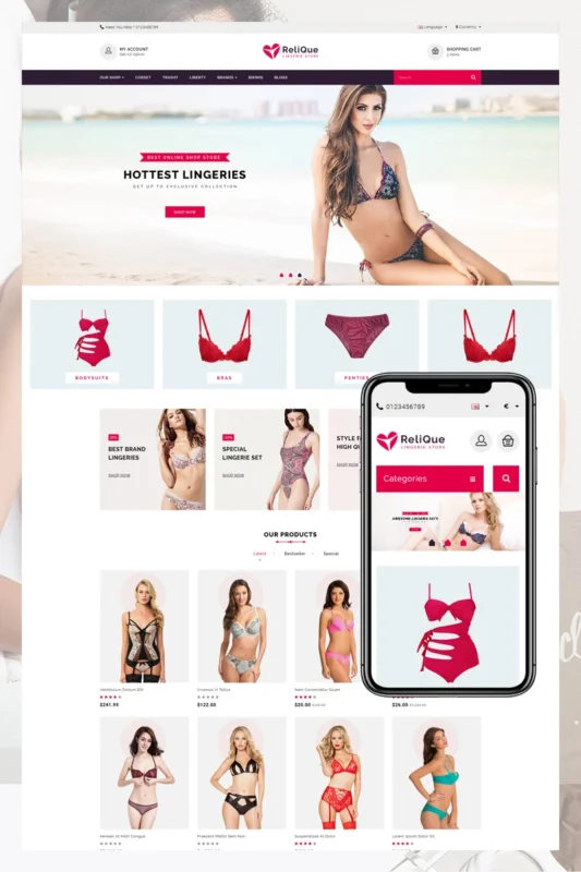 Relique内衣商店OpenCart模板-LuLunet