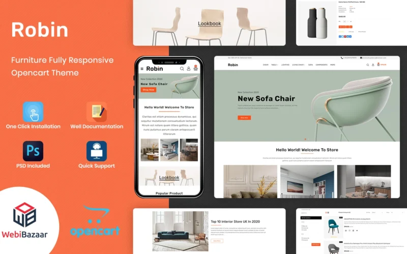 Robin-家具,电子商店OpenCart模板-LuLunet