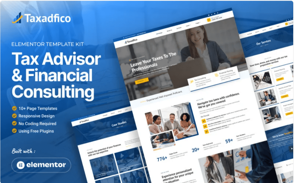 Taxadfico 税务顾问和财务咨询元素模板套件 wordpress - LuLunet-LuLunet