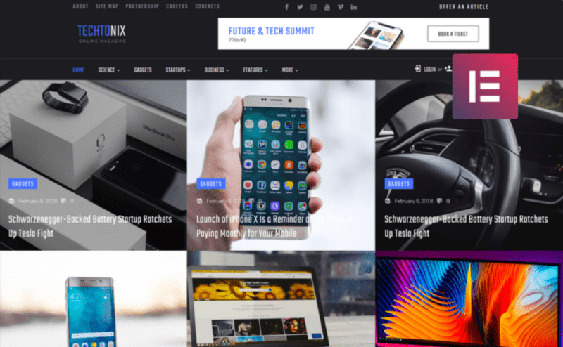 Techtonix - 数码科技博客 Tech Blog WordPress Elementor 模板-LuLunet