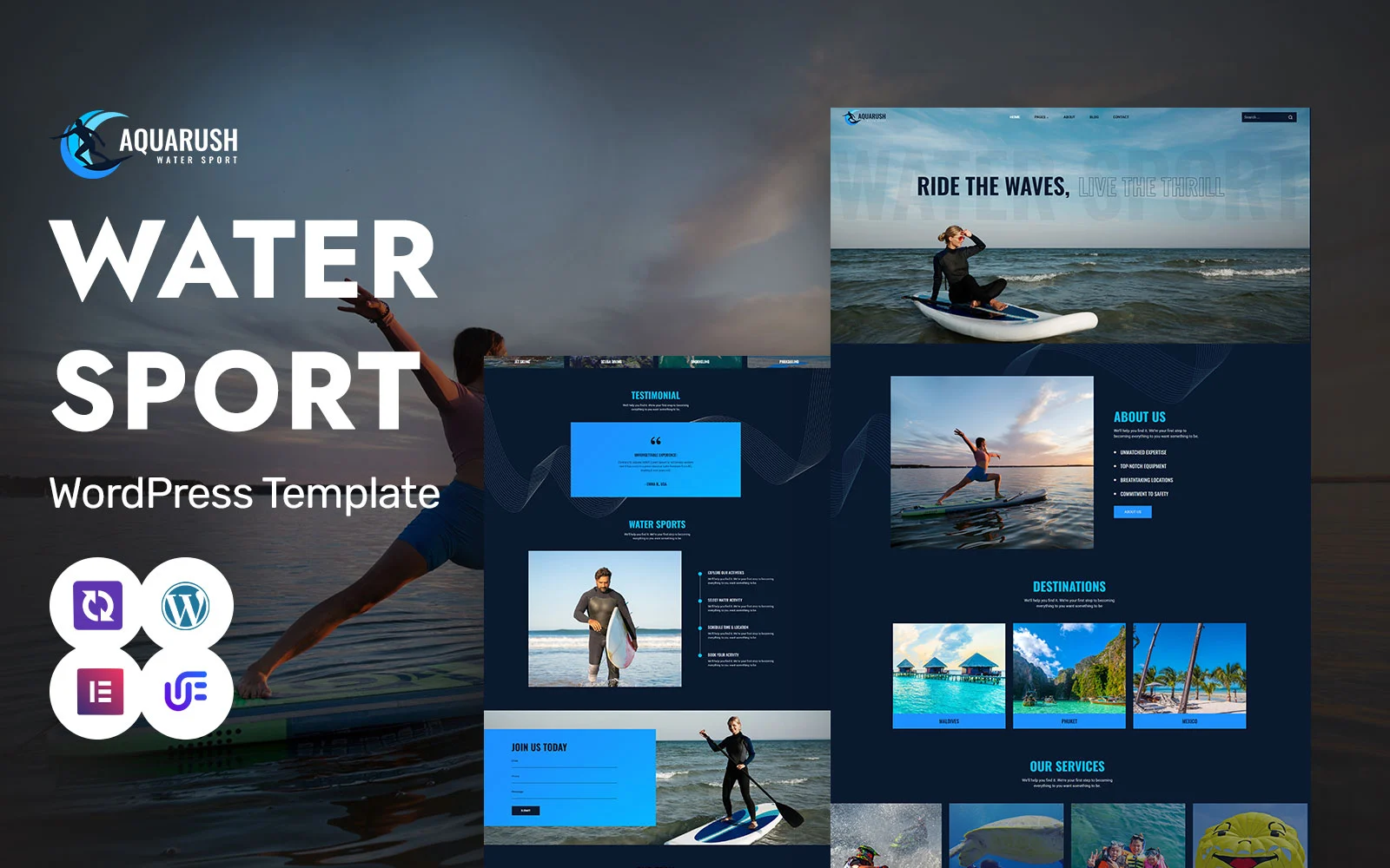 Aqua Rush - Water Sports And Adventure WordPress Elementor Theme WordPress Theme 水上狂潮 - 水上运动与冒险 WordPress Elementor 主题 - LuLunet-LuLunet
