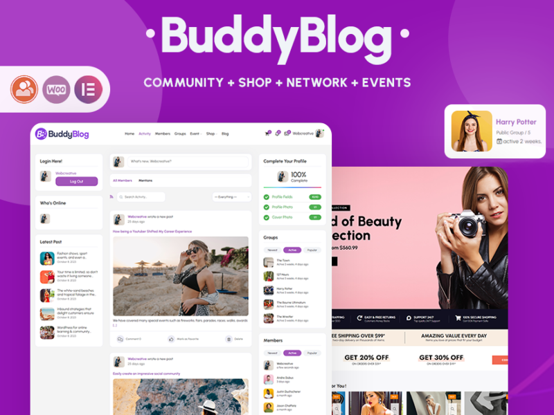 BuddyBlog - 博客系统 创建社区、电子商务、BuddyPress Creating Communit WordPress 主题-LuLunet
