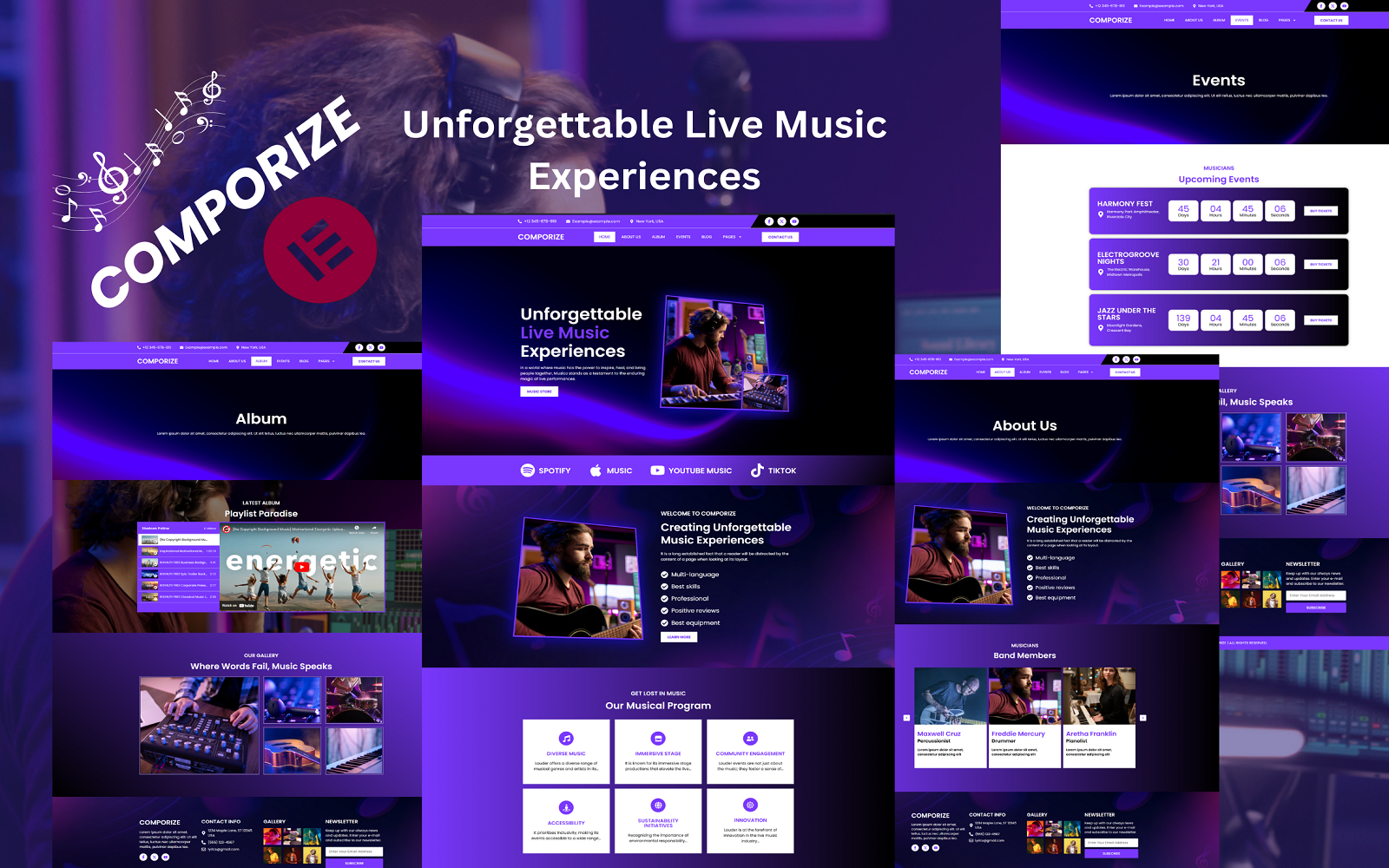 Comporize - Best Music Elementor Template Kit Elementor Kit 音乐主题 wordpress - LuLunet-LuLunet