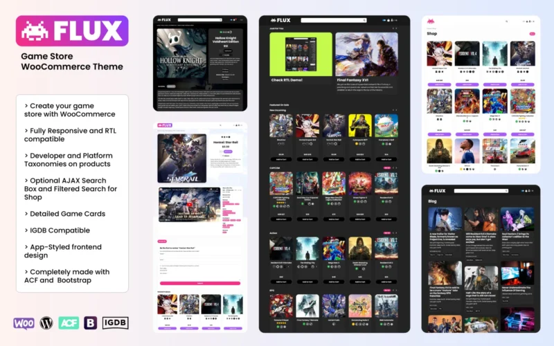 FLUX - Game Store WooCommerce Theme + RTL  游戏商店-LuLunet