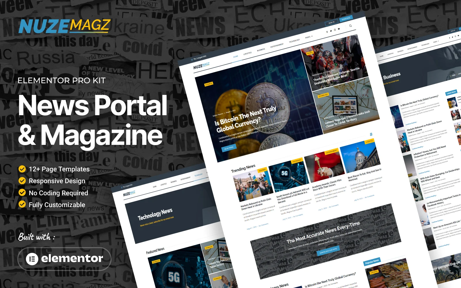 NUZEMagz-Elementor Pro模板套件，门户网站和杂志，新闻 - LuLunet-LuLunet