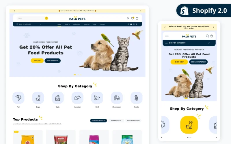PawPets - 宠物商店 Best Shopify 2.0 Pets Theme Shopify Theme-LuLunet