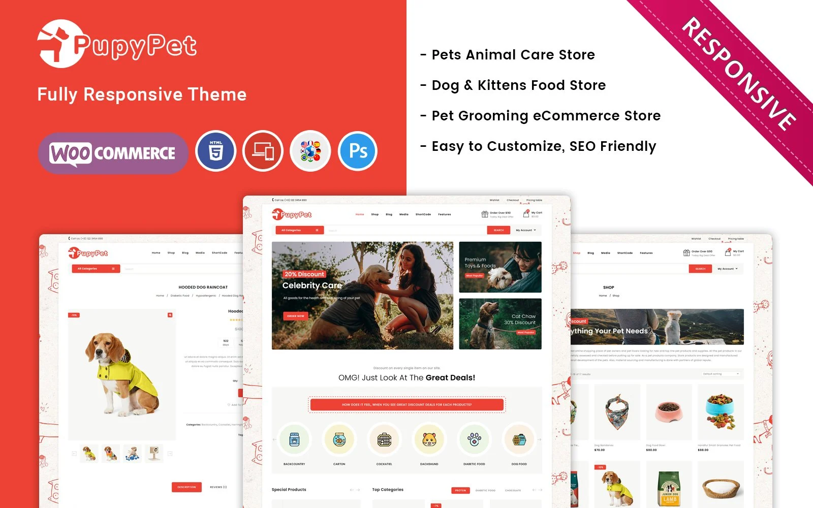 Pupypet 宠物店和宠物配件，WooCommerce主题，WooCommerce主题 - LuLunet-LuLunet