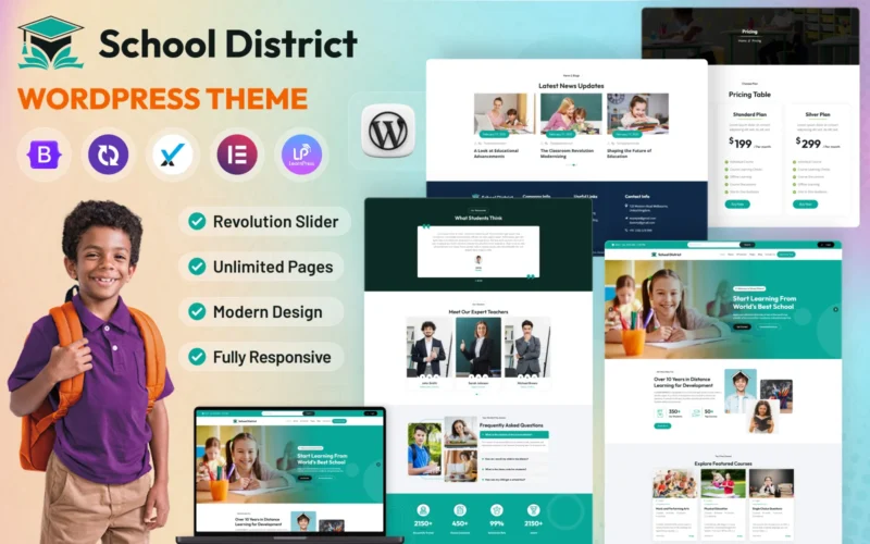 如何使用School District Elementor主题创建学校网站 WordPress Theme-LuLunet