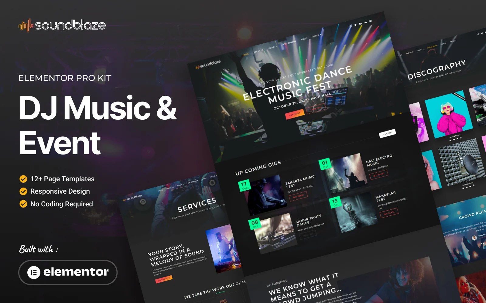 Soundblaze-Elementor Pro模板套件，DJ，音乐和活动，Elementor - LuLunet-LuLunet
