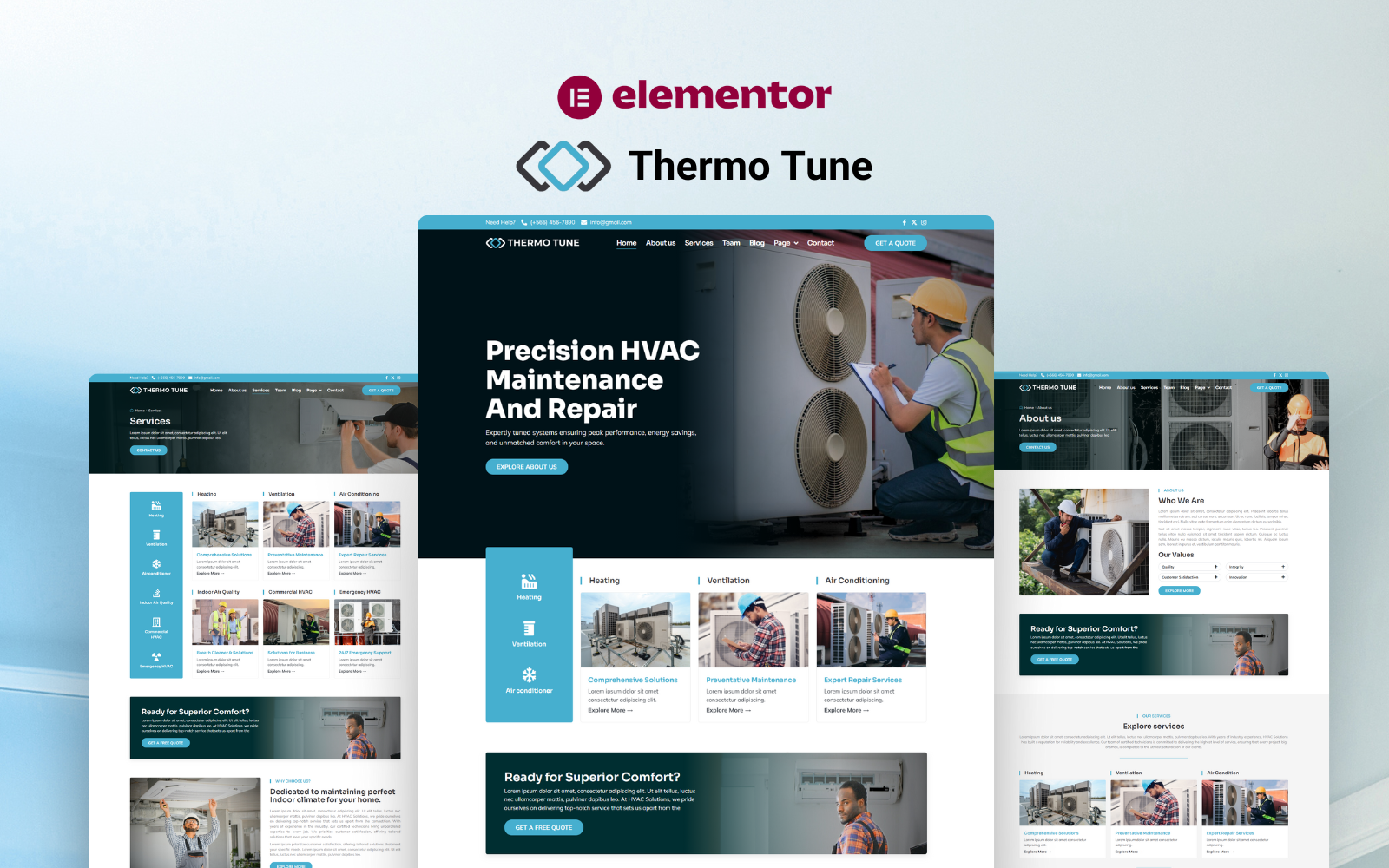 ThermoTune-AC修复元件模板套件 维修空调主题 wordpress elementor kit - LuLunet-LuLunet