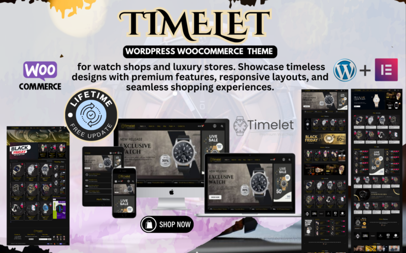 Timelet - 豪华腕表销售 WordPress WooCommerce Elementor 主题-LuLunet