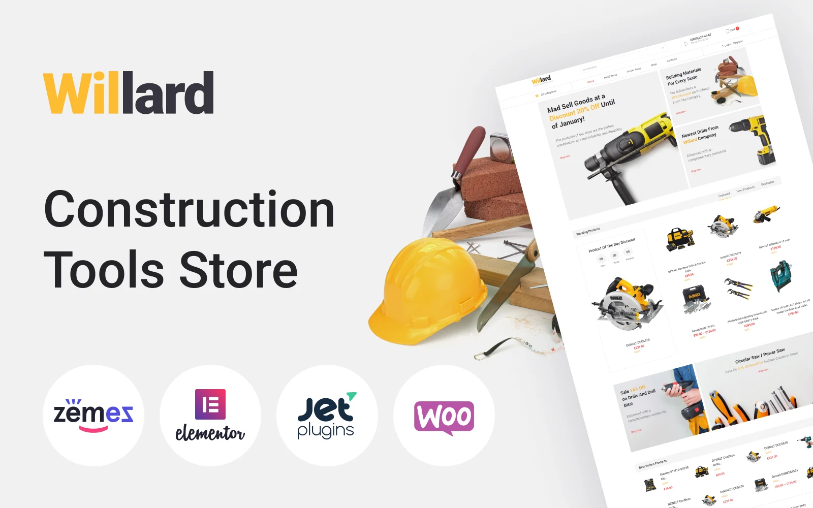 Willard-建筑工具商店，多功能，电子商务，清洁元素，WooCommerce主题 - LuLunet-LuLunet